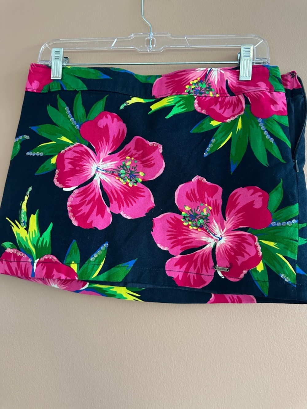 Hollister Floral Mini Skirt - Navy, Hot Pink & Green
